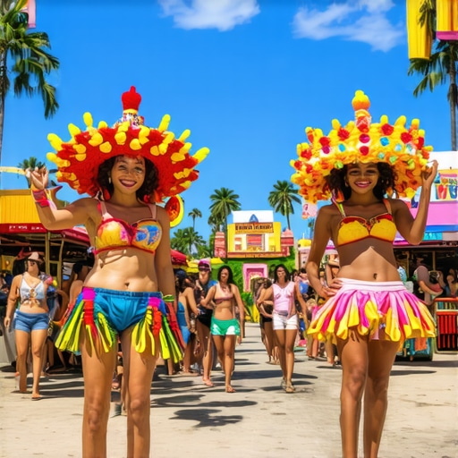 Honolulu Community Festival A lively scene of a Honolulu community festival with local landmarks and vibrant decorations.