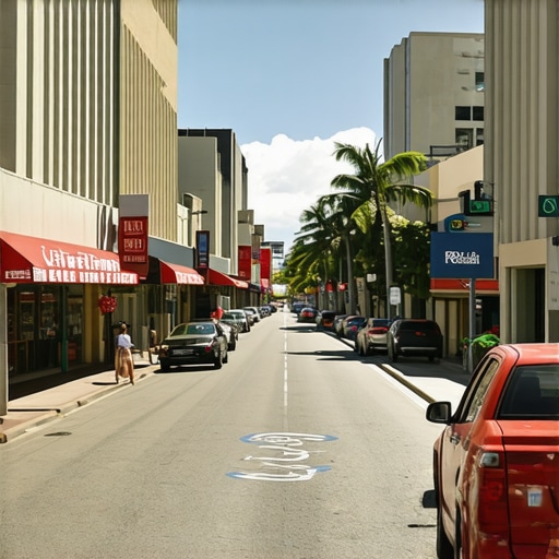 Honolulu street scene with Google Maps interface highlighting local business rankings