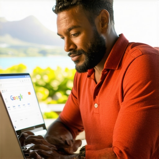 Honolulu Business Owner Optimizing Profile Business owner updating Google profile with Honolulu landmarks