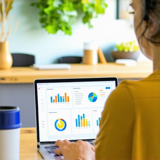 Local SEO Dashboard in Hawaii Office Person analyzing Honolulu local SEO performance on a laptop with Hawaii decor