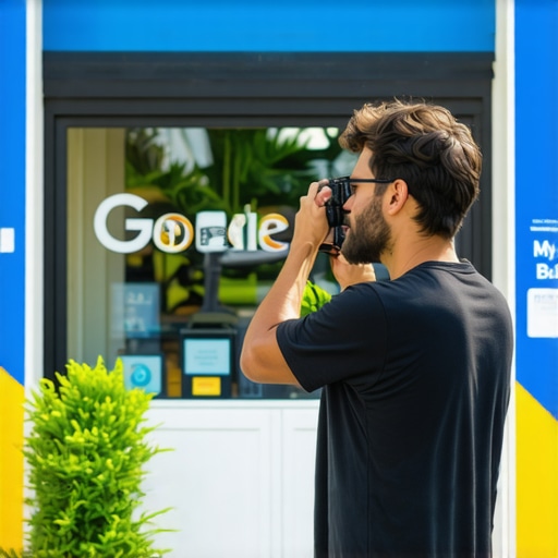 Optimizing Google Business Profile in Honolulu Hawaii business owner photographing storefront to enhance Google My Business profile