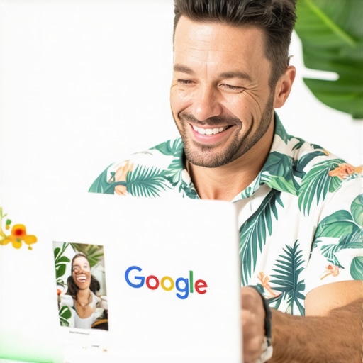 Business owner managing Google profile in Hawaii setting