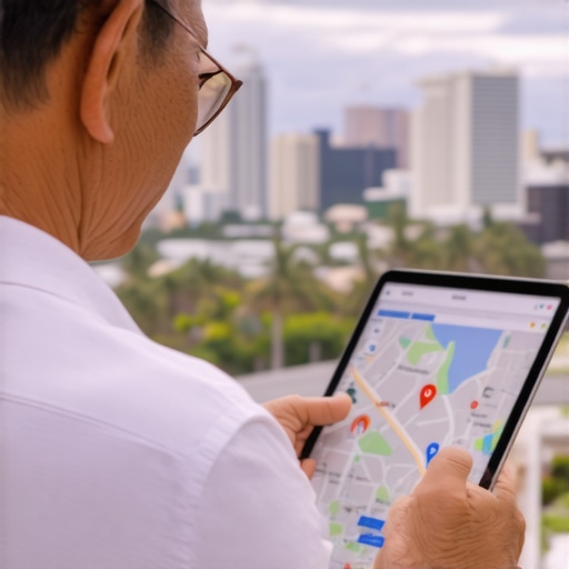 Hawaii business owner reviewing Google Maps ranking on a tablet