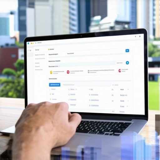 Person reviewing local SEO metrics with Honolulu landmarks visible.