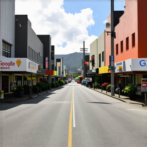 Honolulu street with local shops and Google Maps interface