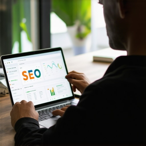 A person working on local SEO strategies with digital tools in a Hawaii office setting